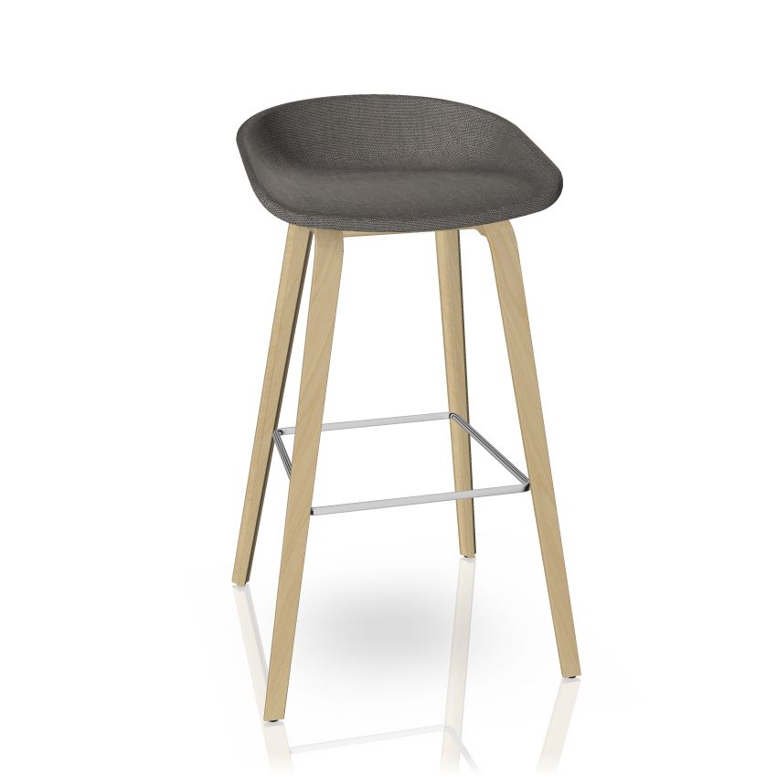 Barhocker HAY, Eiche - Stoff grau